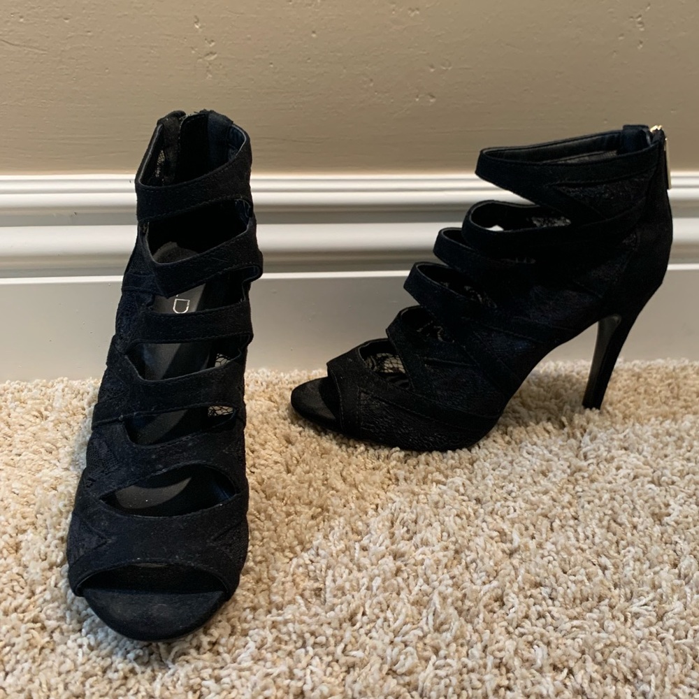 Black lace heels